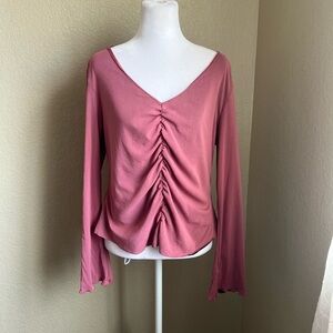 Y2K vintage ICE bell sleeve pink long sleeve shirt | m